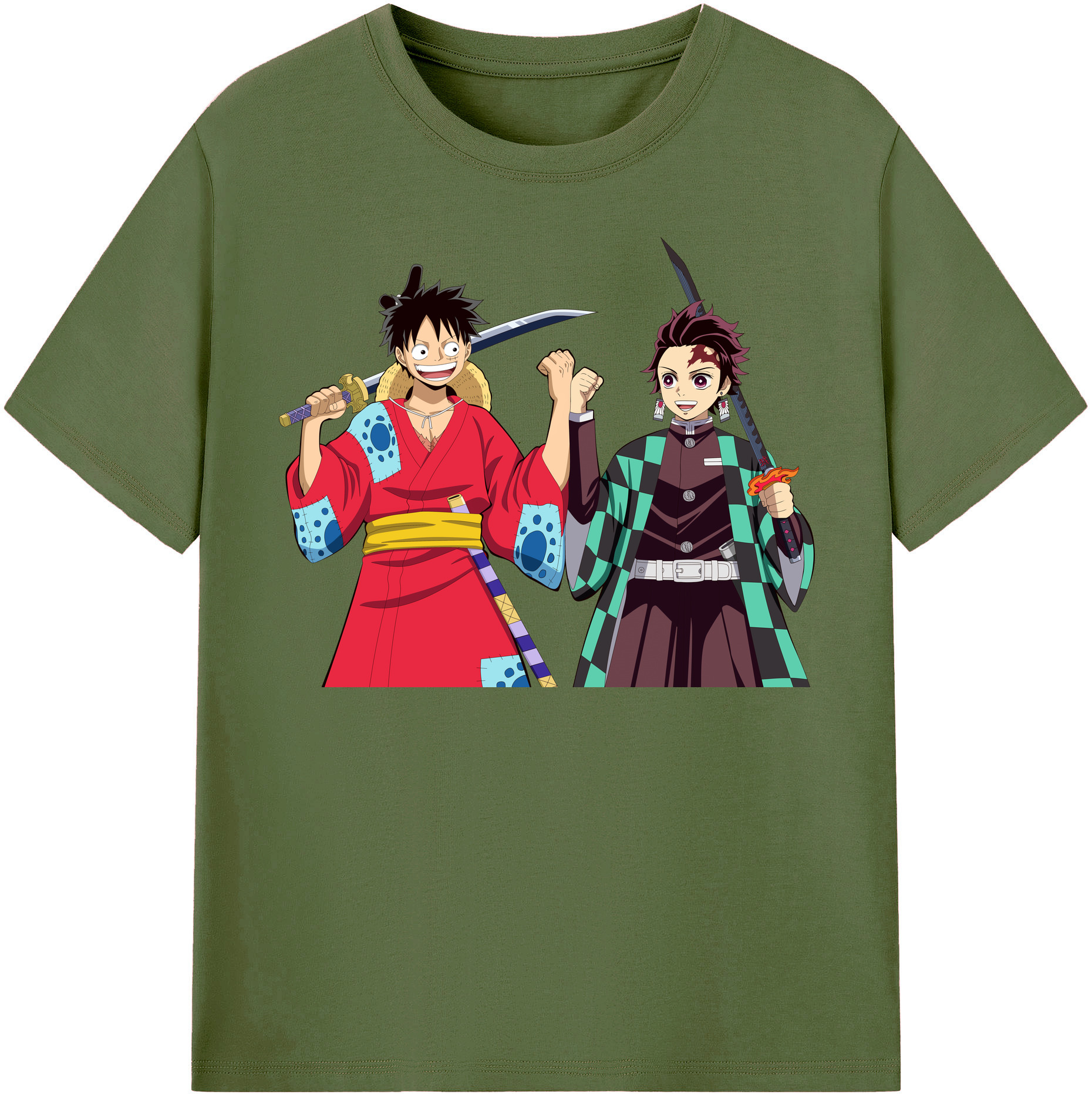 （画像用） 鬼滅の刃 竈門 炭治郎／かまど たんじろう Kamado Tanjirou 綿100％半袖Tシャツ（フロントプリント）